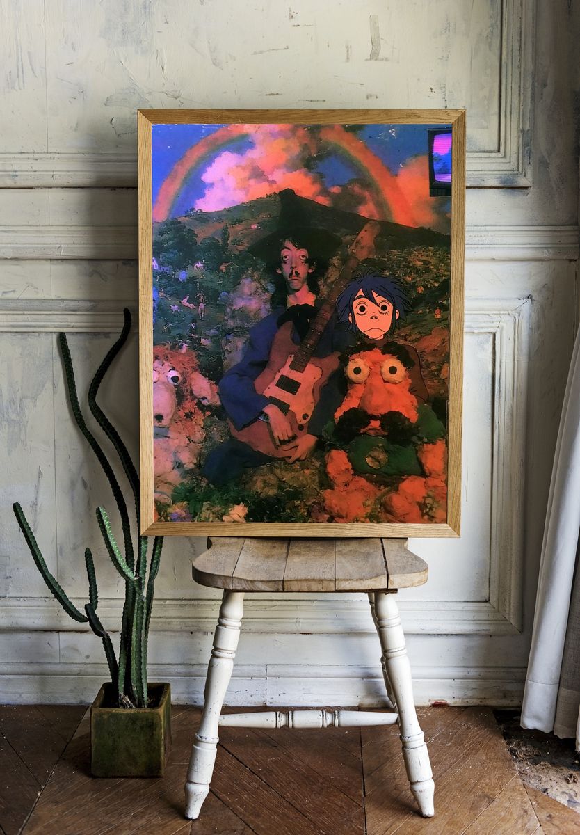 Psychedelic Guitar Collage Poster. room preview