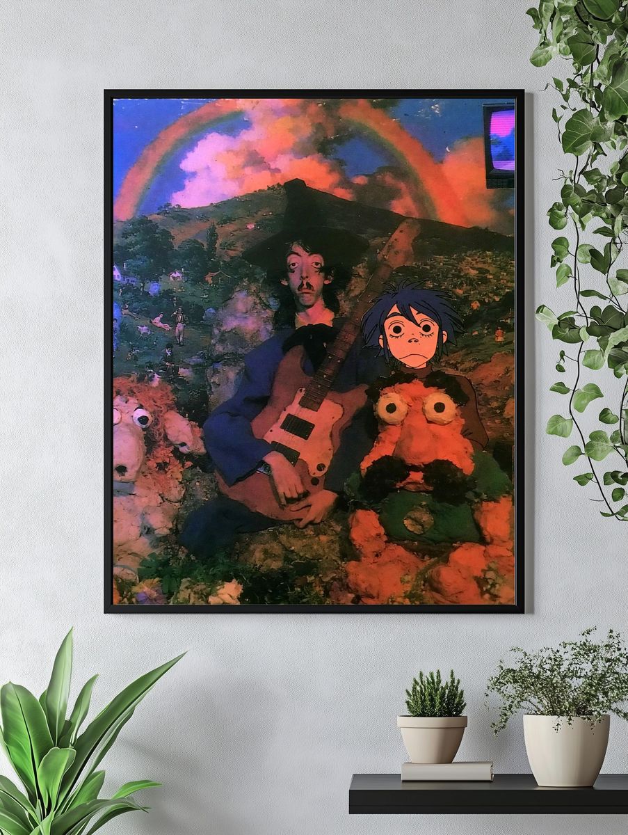 Psychedelic Guitar Collage Poster. — room view 4