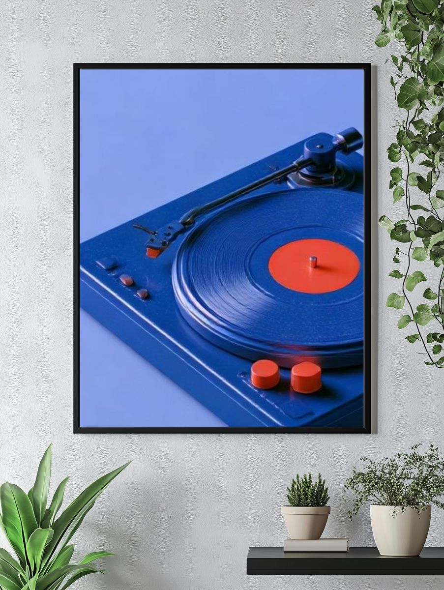 Blue Turntable Still Life Poster. — room view 4