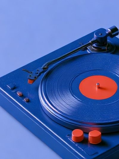 Blue Turntable Still Life Poster.