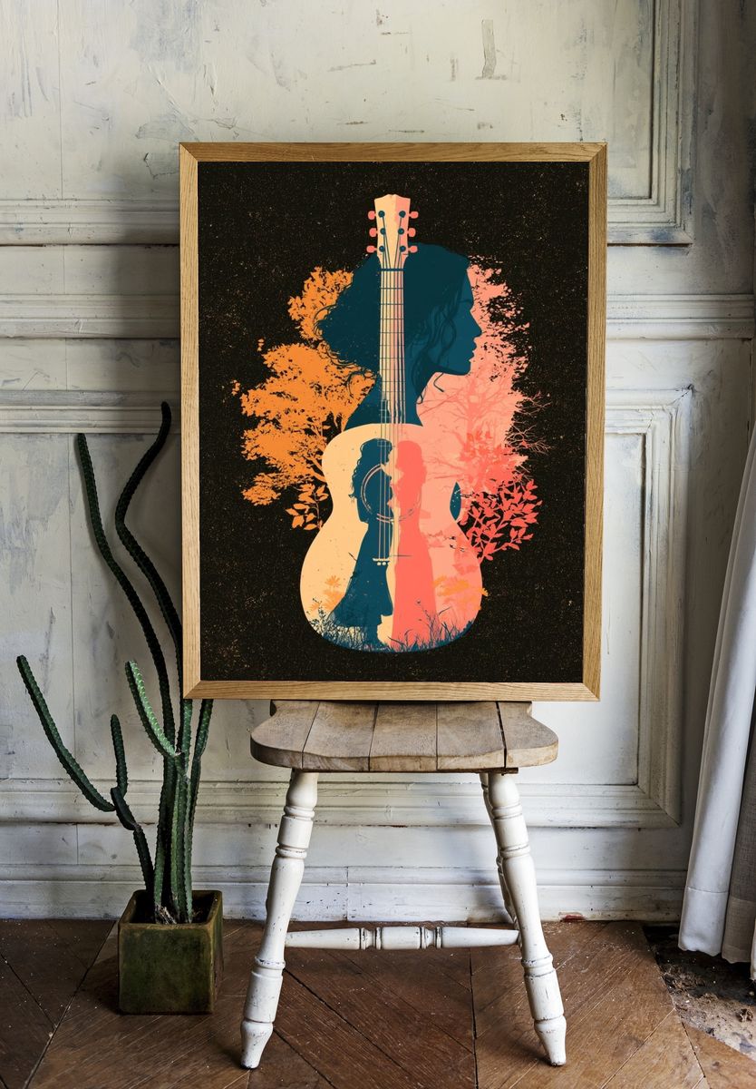 Guitar Silhouette Music Poster. room preview