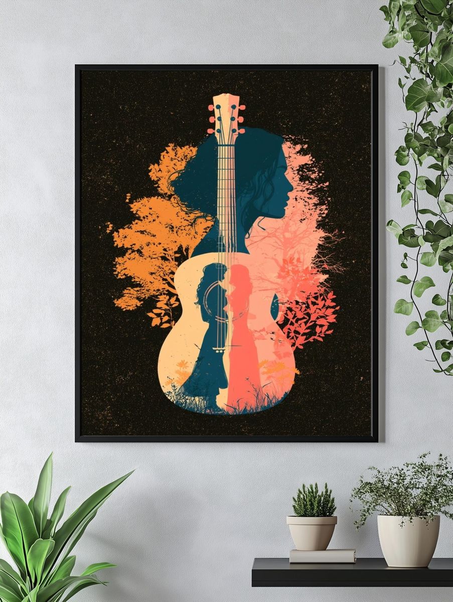Guitar Silhouette Music Poster. — room view 4