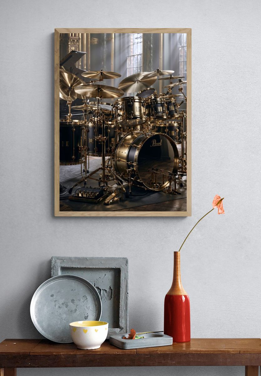 Luxury Drum Kit Photography Poster. — room view 3