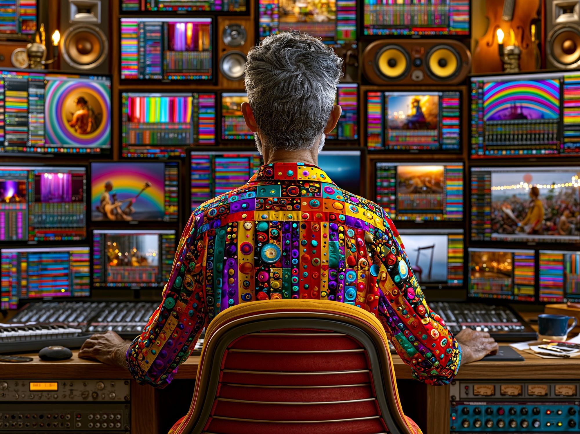 Colorful Music Producer Photography Poster. poster detail