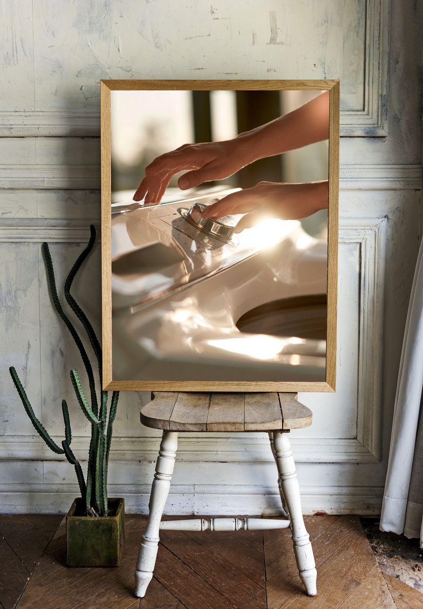 Sunlit Piano Hands Photography Poster. room preview