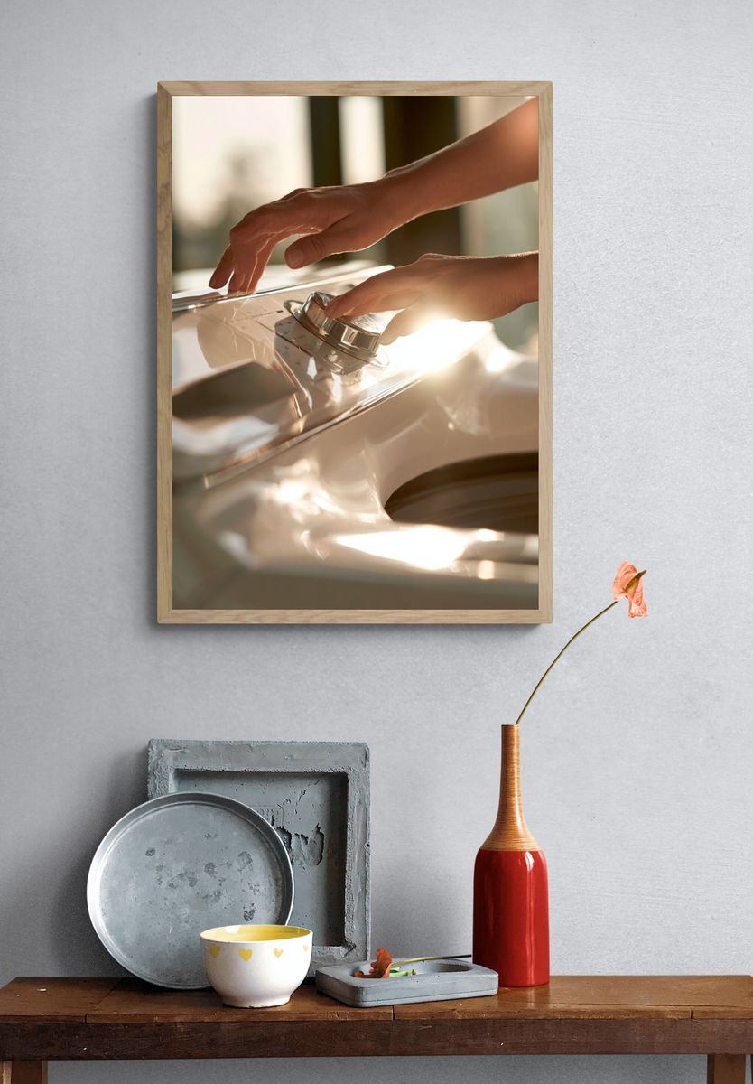 Sunlit Piano Hands Photography Poster. — room view 3
