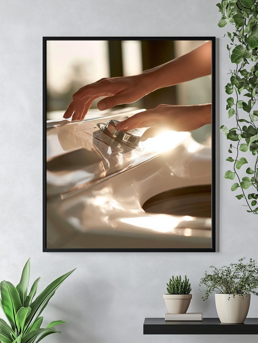 Sunlit Piano Hands Photography Poster. — room view 4