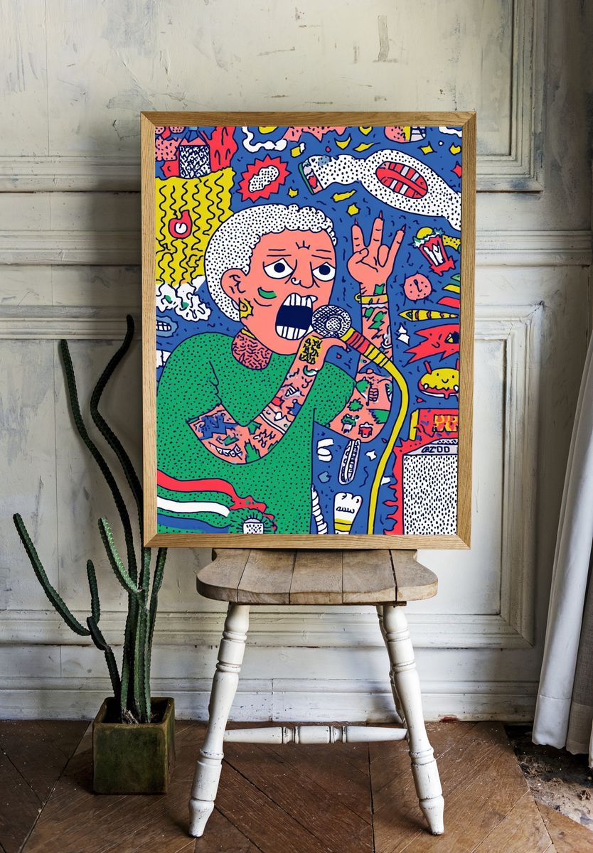 Vibrant Musician — Illustration Print room preview