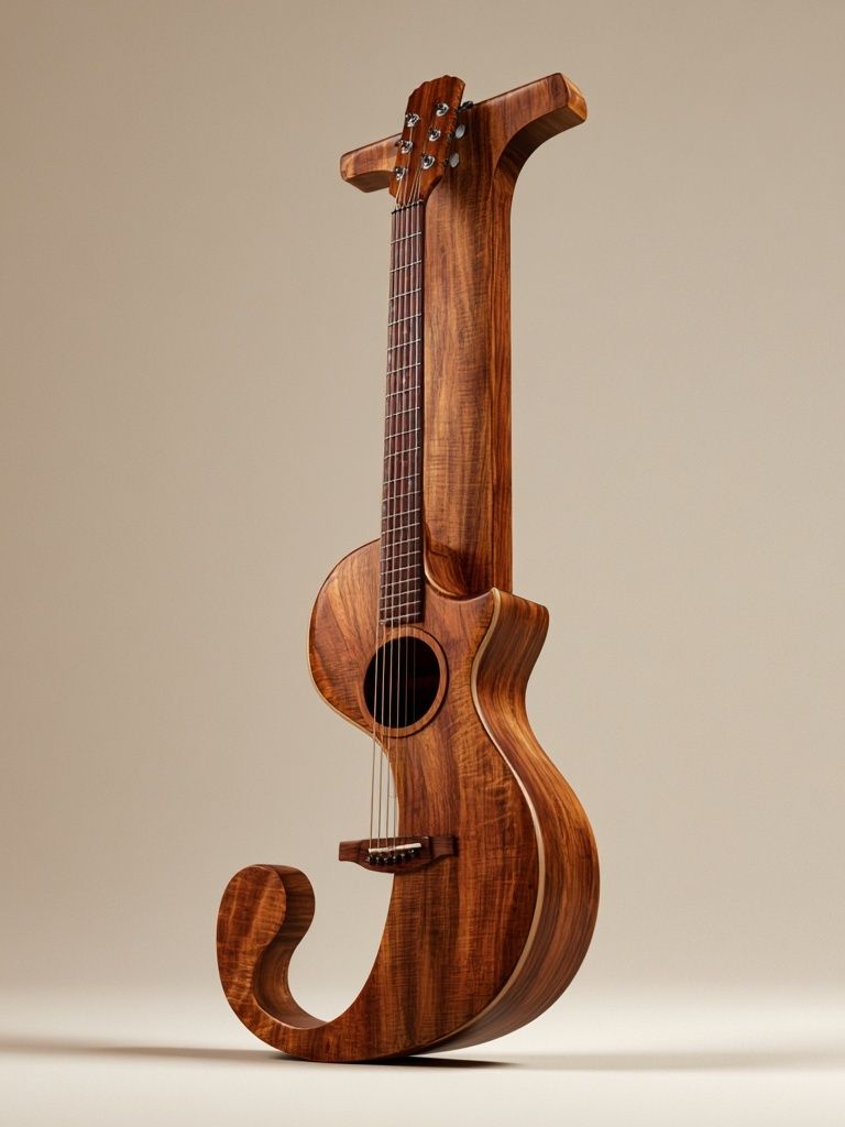 Wooden Guitar Sculpture Poster. poster detail