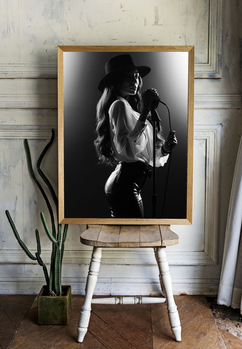 Vintage Singer Portrait Poster. — room view 1