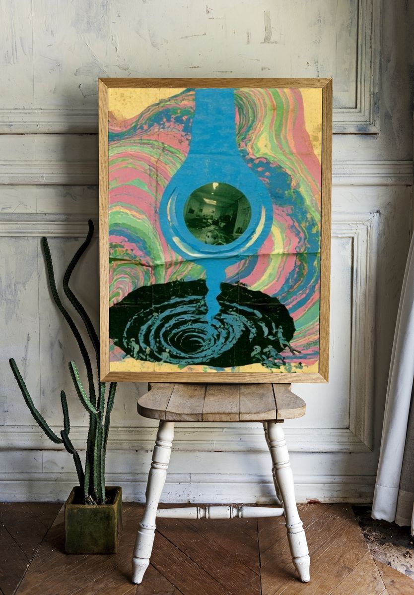 Psychedelic Guitar Collage Poster. — room view 1