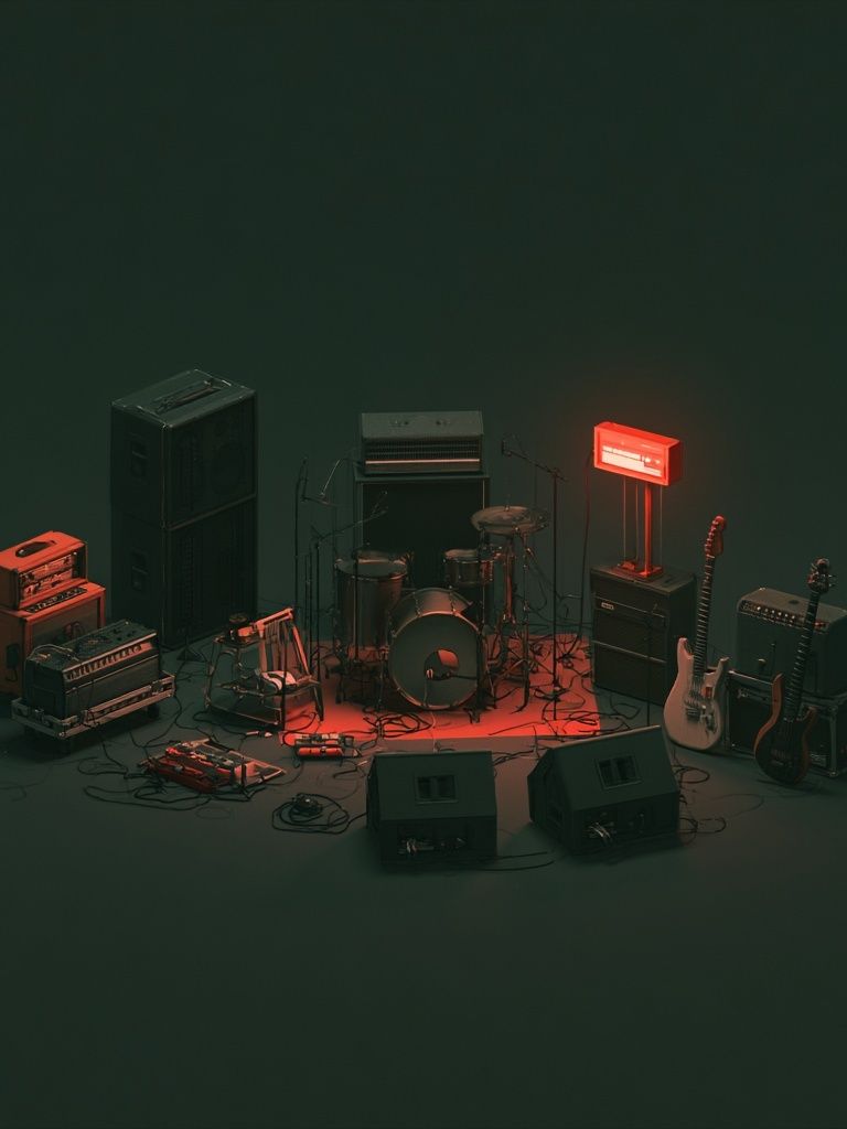Neon Rock Band Setup Poster. poster detail