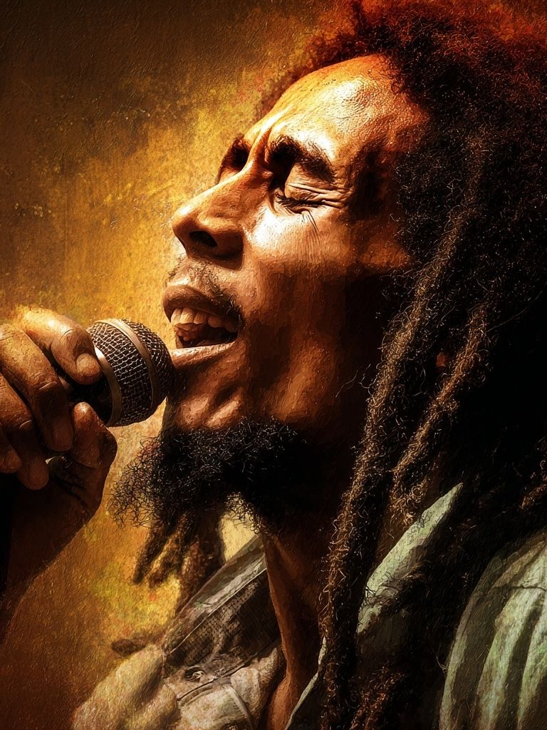 Bob Marley Singing — Music Print. poster — music art