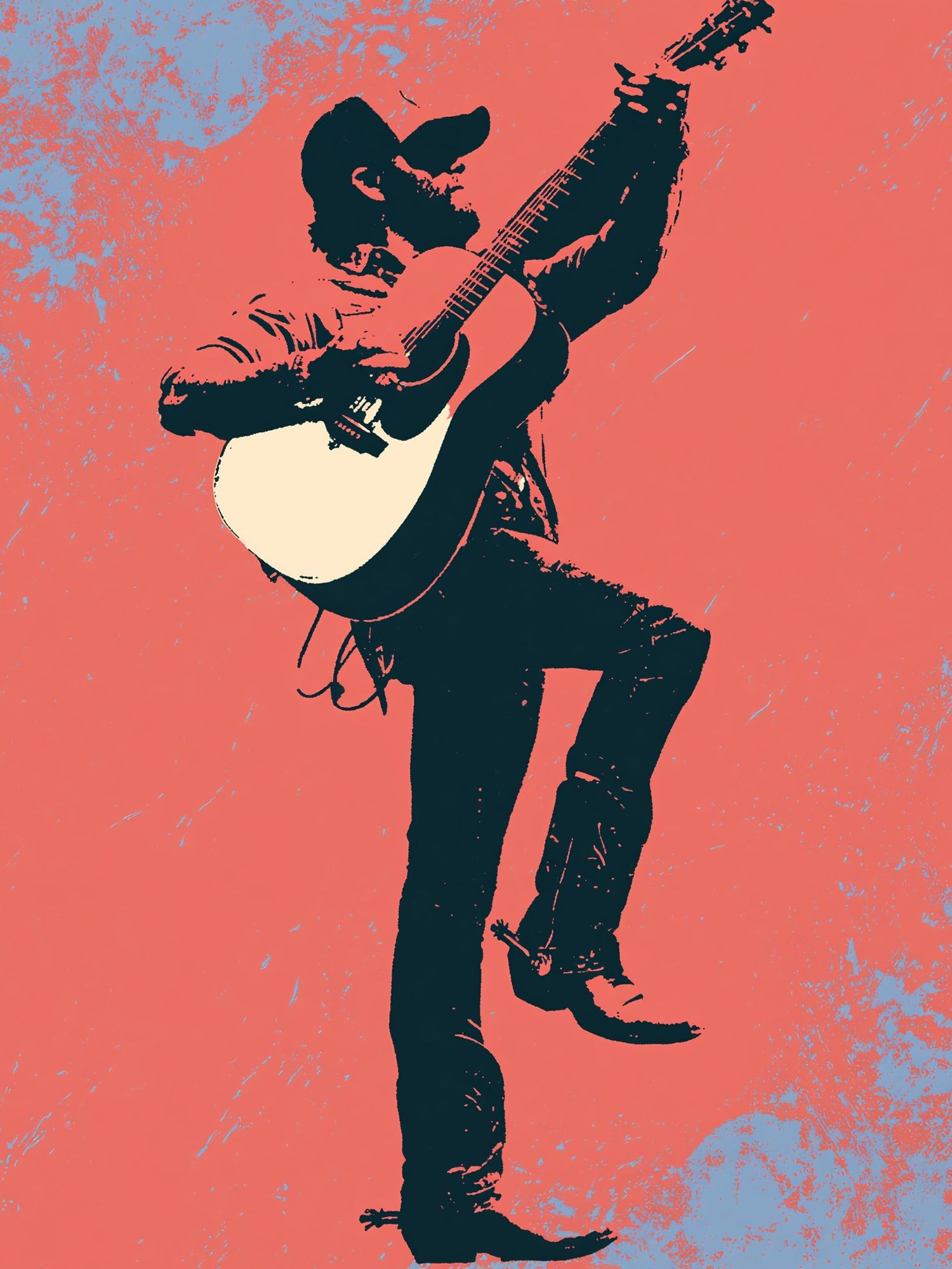 Guitarist Silhouette Pop-Art Poster. poster detail