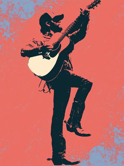 Guitarist Silhouette Pop-Art Poster.