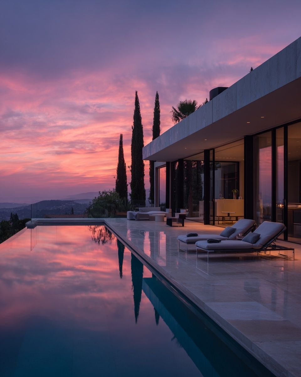 Modern Villa at Sunset — Photography Print.