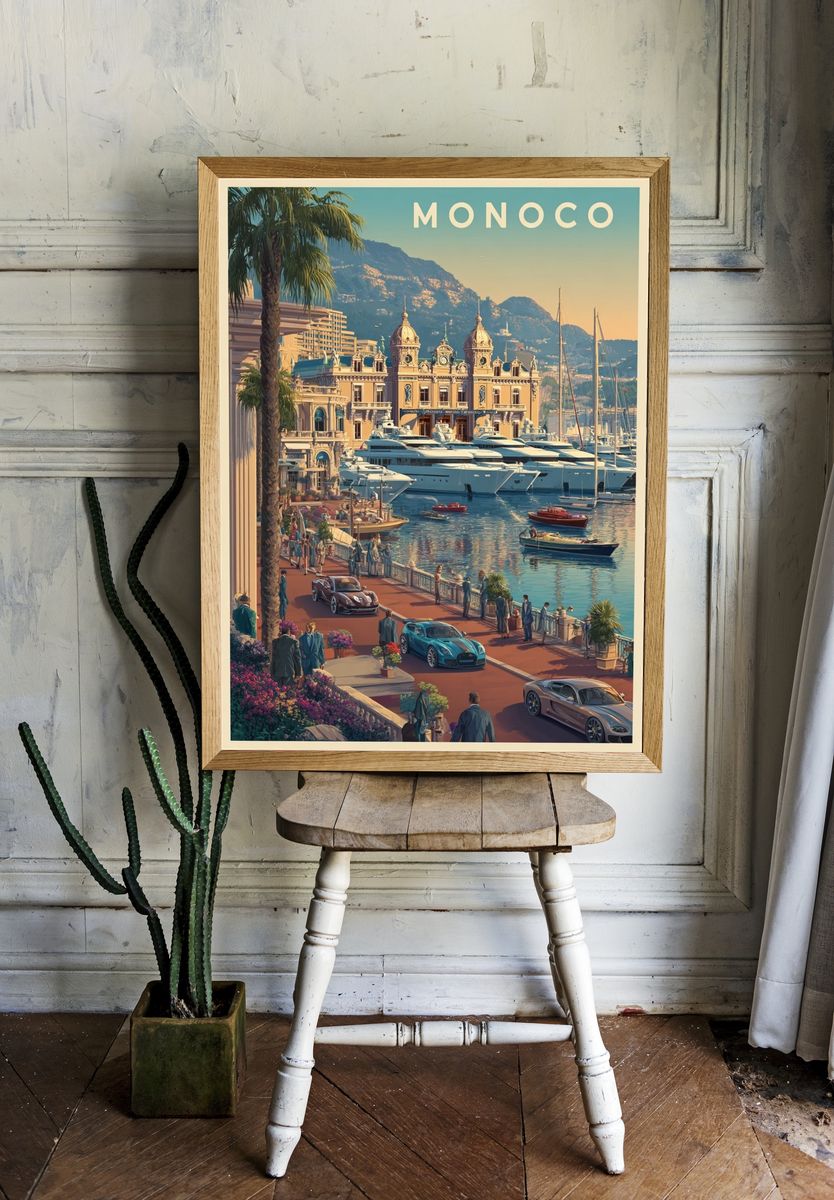 Monaco — Vintage Travel Print. — room view 1