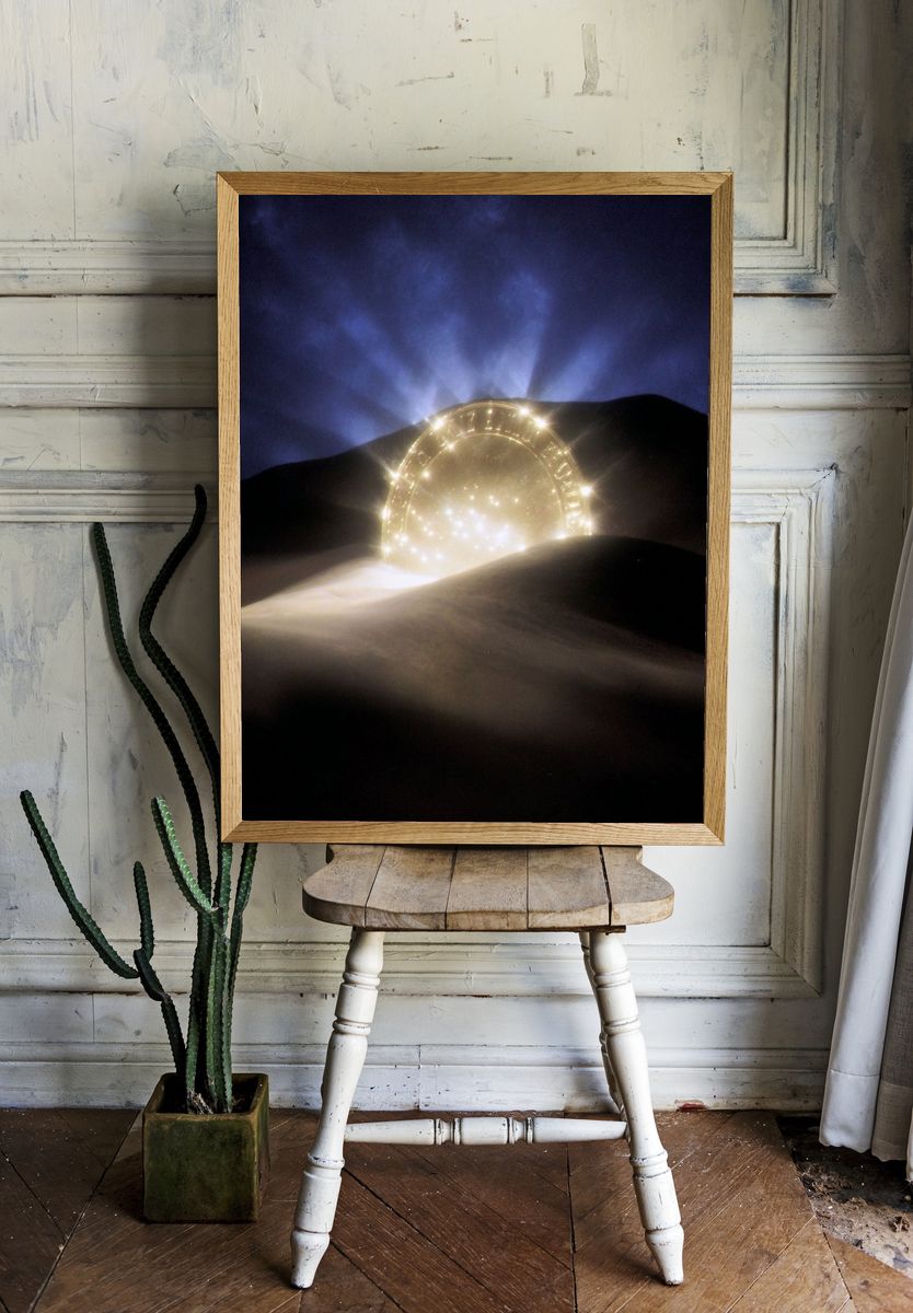 Mystical Portal in Desert — Sci-Fi Print. — room view 1