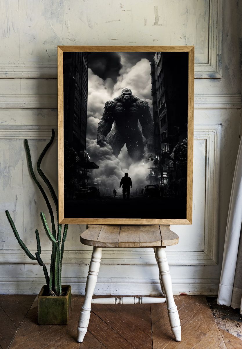 Giant Gorilla in Cityscape — Movie Poster. — room view 1