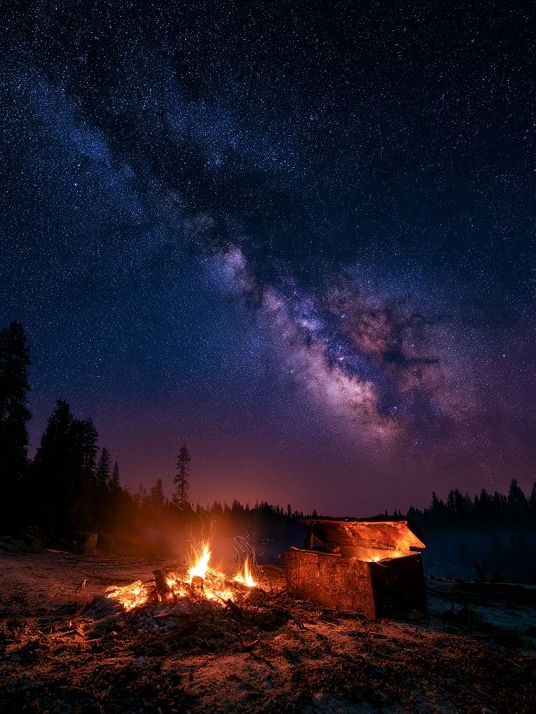 Milky Way Campfire Night Poster. poster — photography art