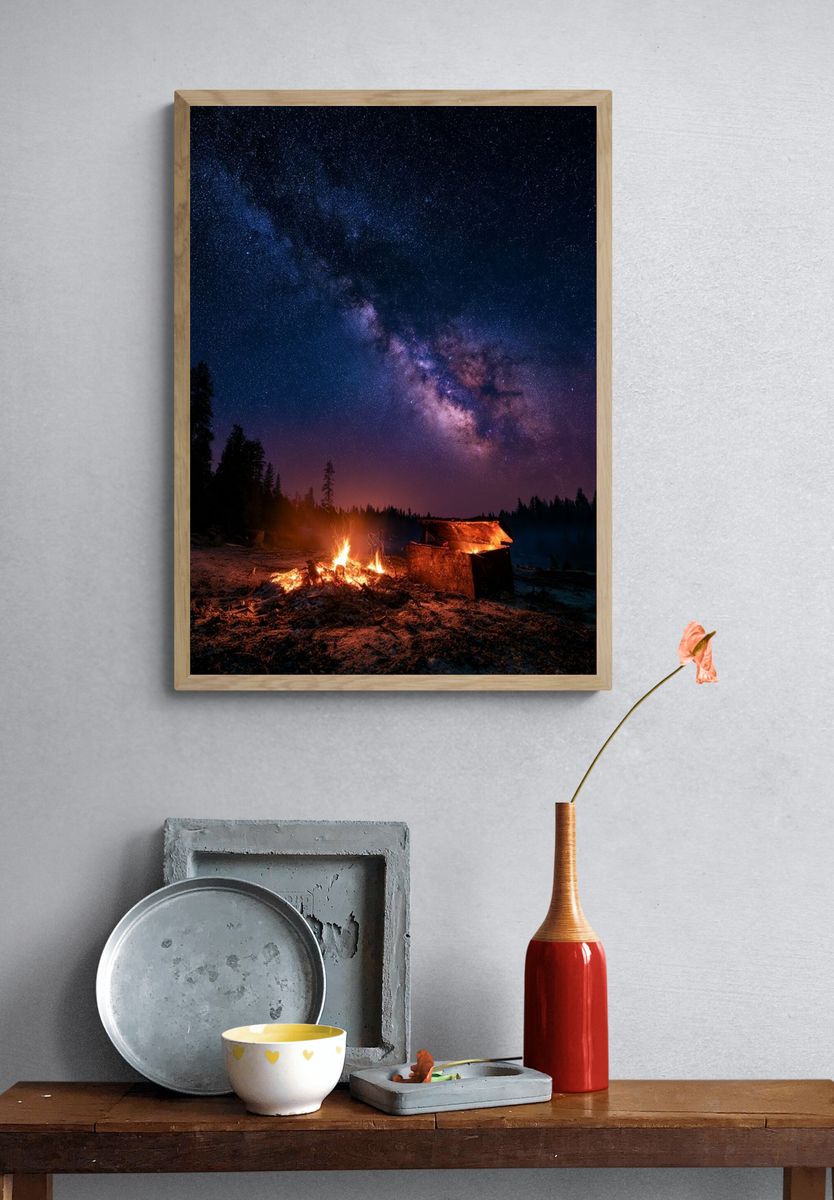 Milky Way Campfire Night Poster. — room view 3