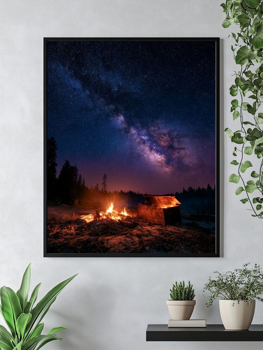 Milky Way Campfire Night Poster. — room view 4