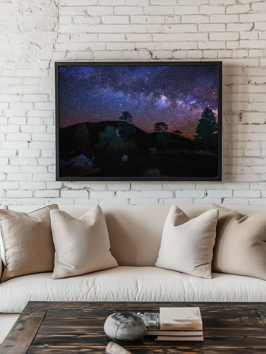 Milky Way Over Forest — Photography Print. room preview