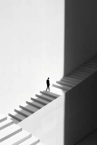 Minimalist Stairs — Black-White Print. poster print