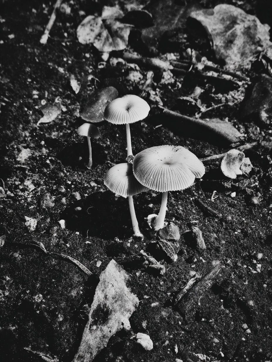 Mushrooms in Black and White Poster. poster — photography art