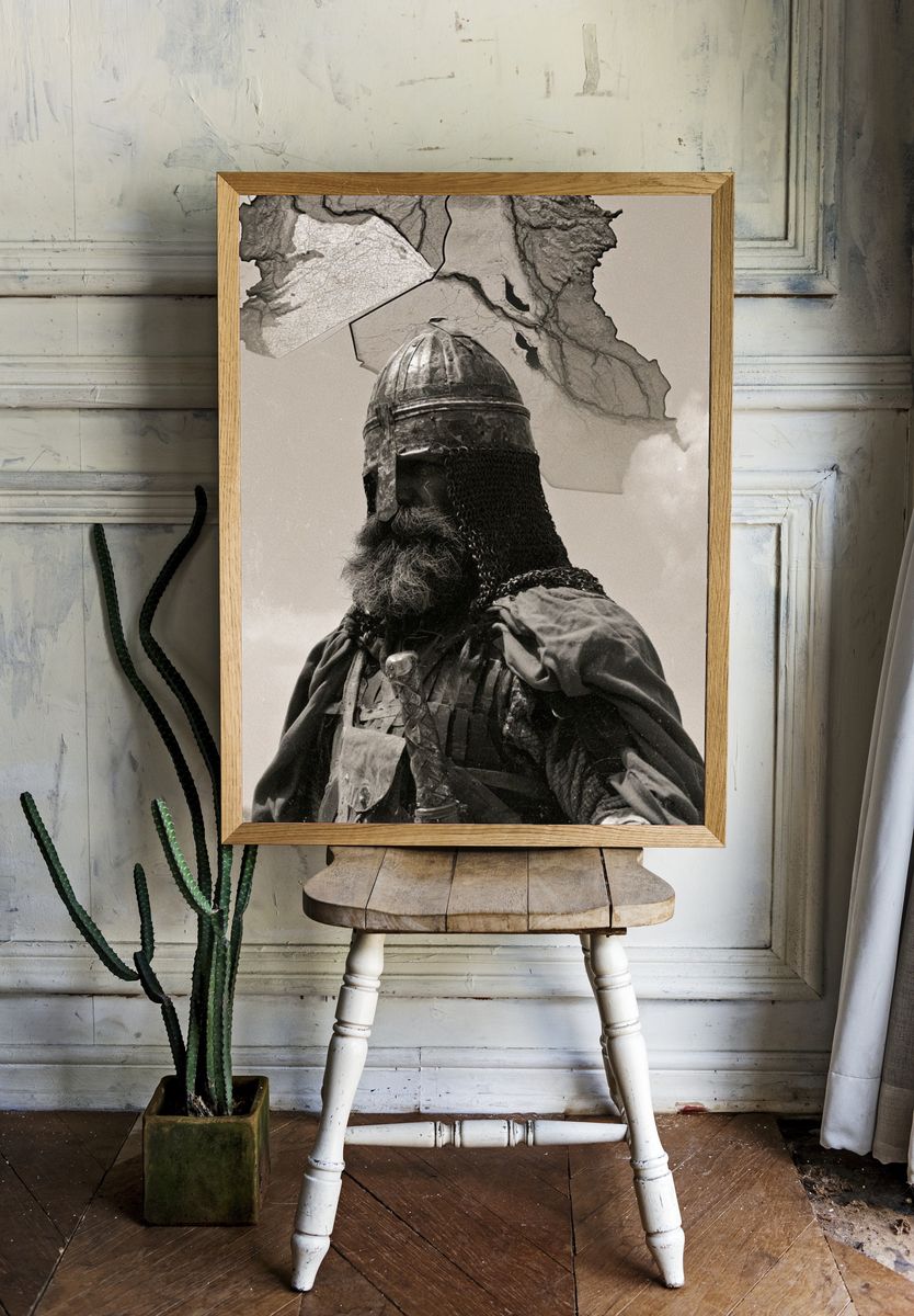 Medieval Warrior Portrait Print. — room view 1