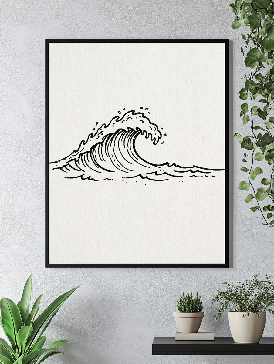 Minimal Wave Ink Poster. — room view 4