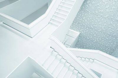 Modern White Staircase — Minimalist Print. poster