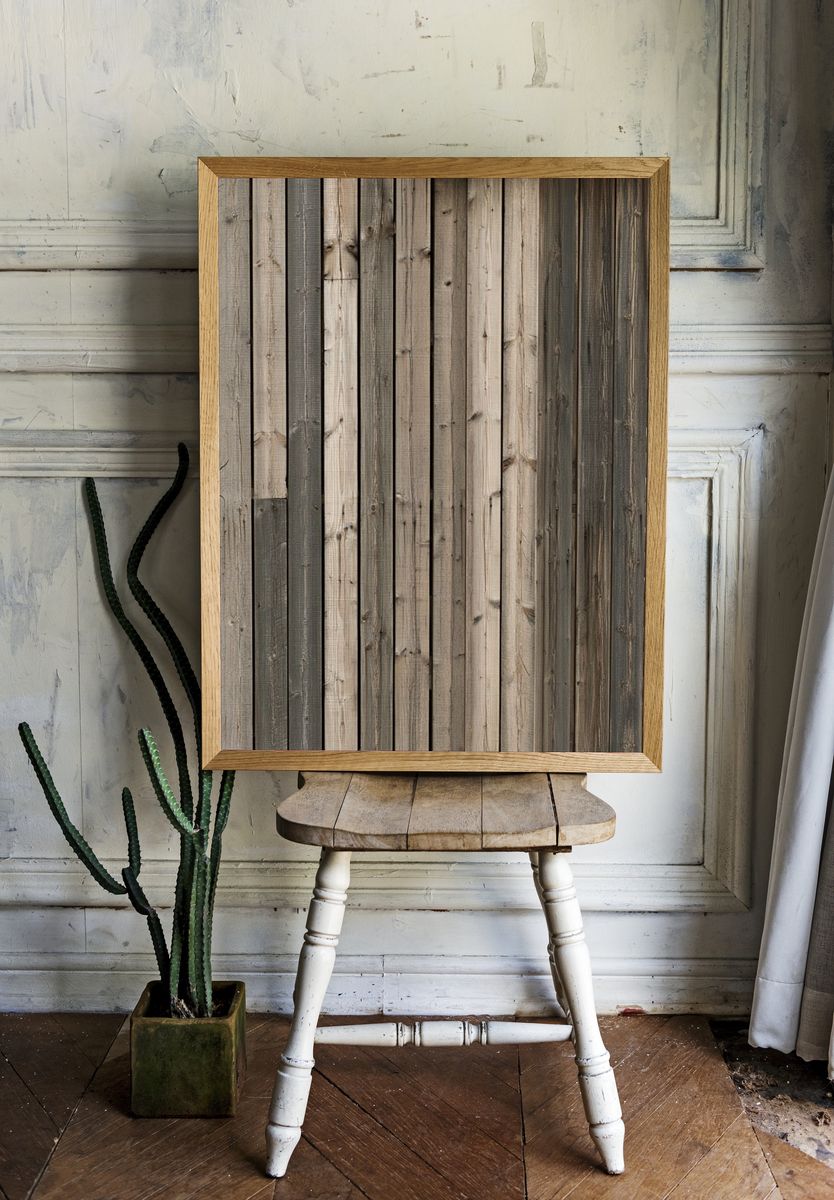 Weathered Wood Planks Texture Print. room preview