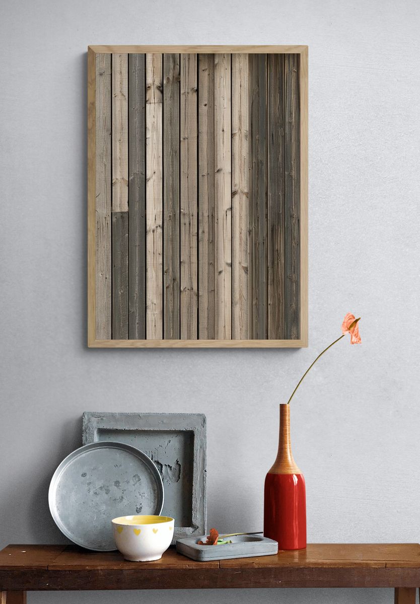 Weathered Wood Planks Texture Print. — room view 3