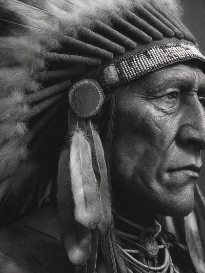 Native American Chief — Black-White Print. poster print