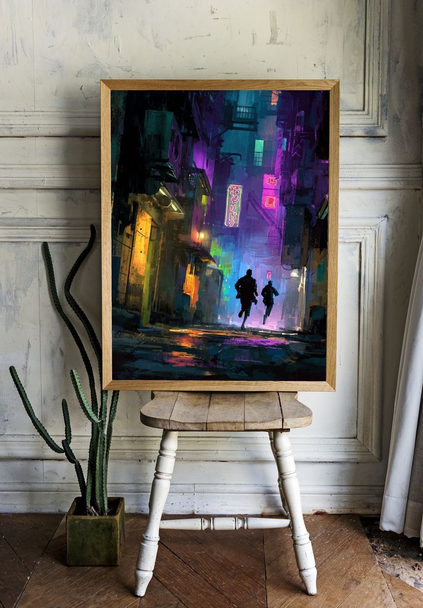 Neon Alleyway — Digital Art Print room preview