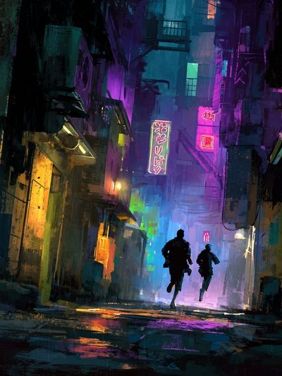 Neon Alleyway — Digital Art Print. poster print