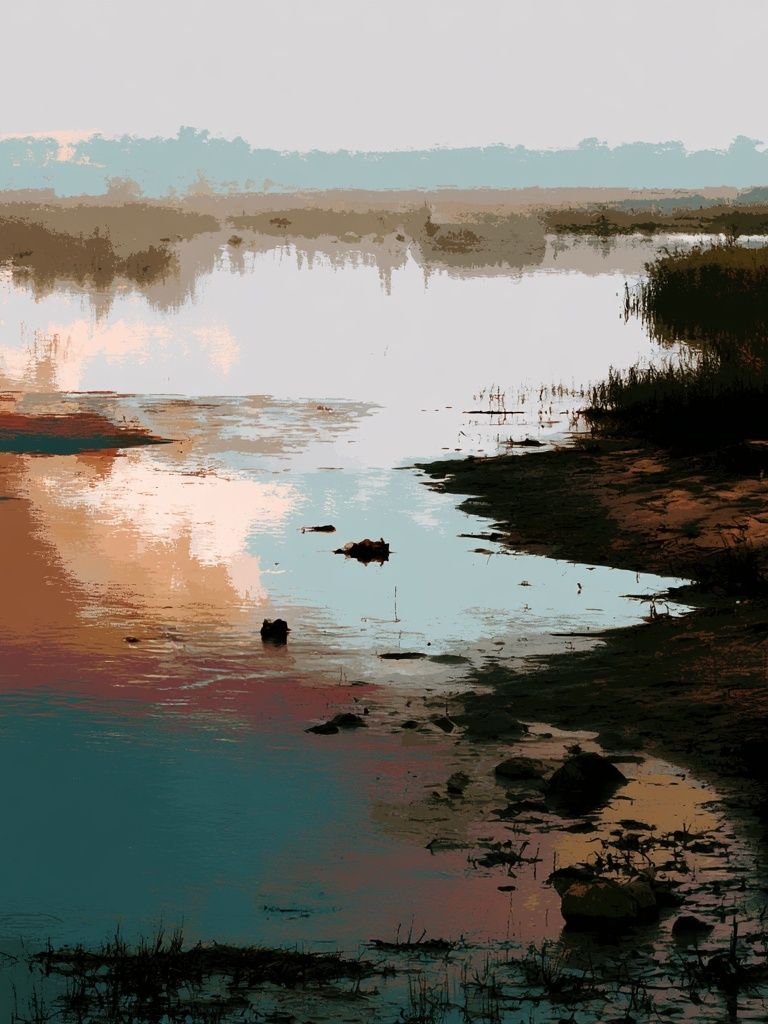 Misty Marsh Reflection Print. poster detail