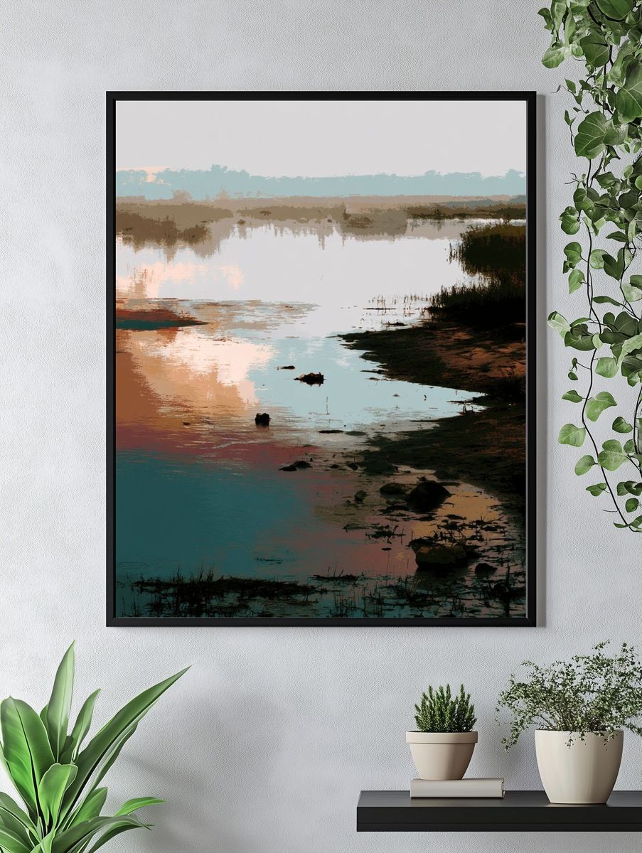 Misty Marsh Reflection Print. — room view 4