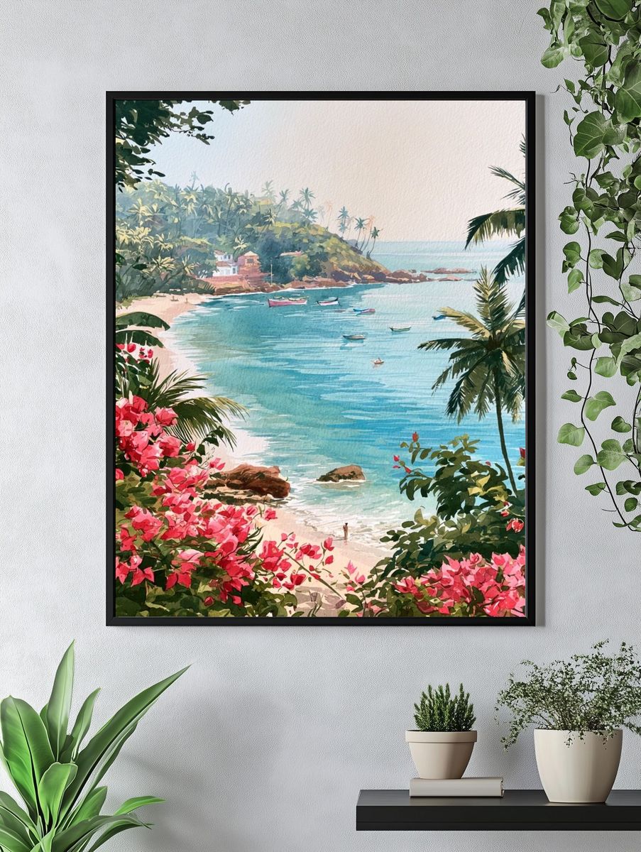 Tropical Bay Watercolor Poster. — room view 4