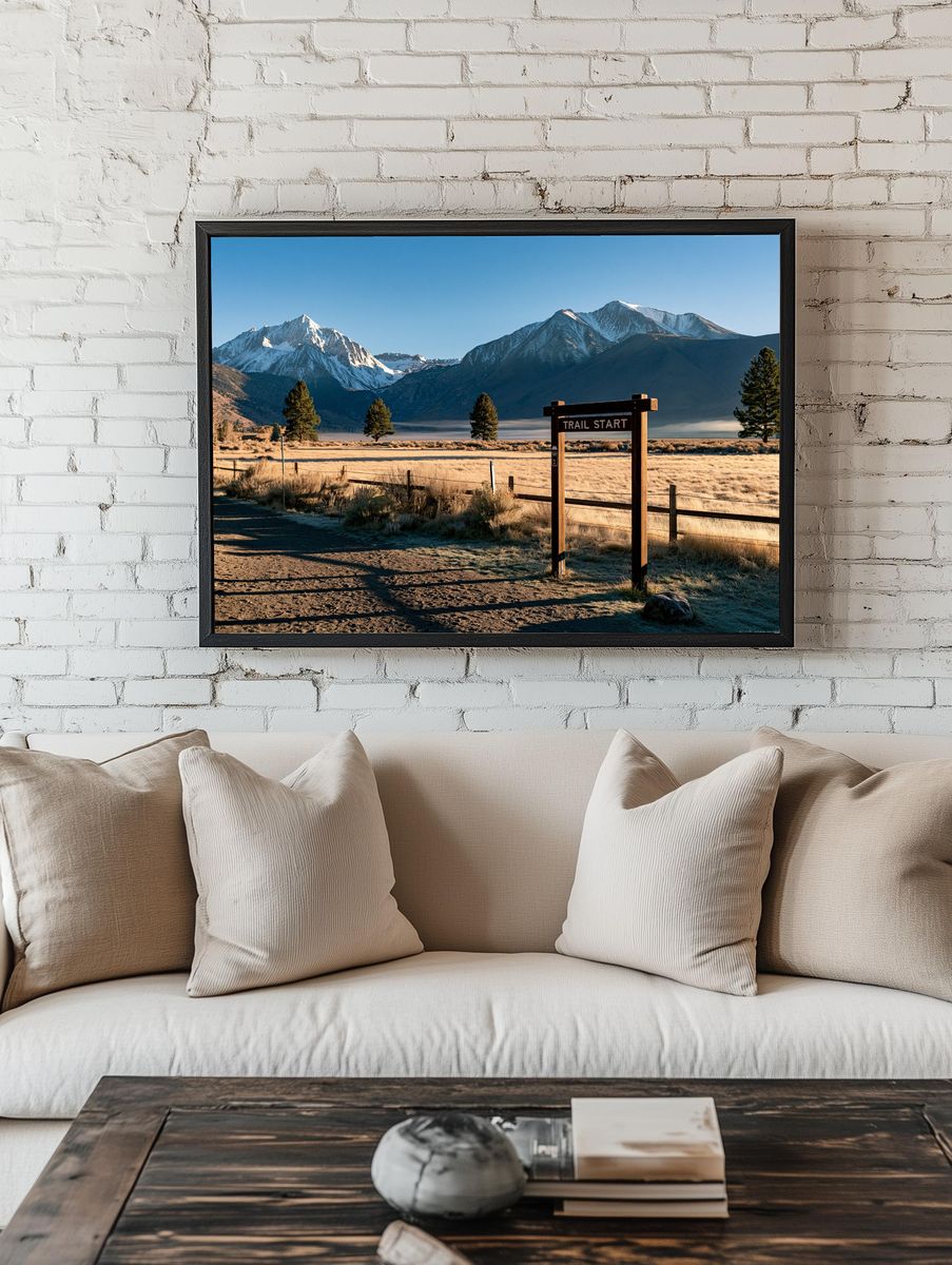 Snowy Mountain Trail Start Poster. room preview