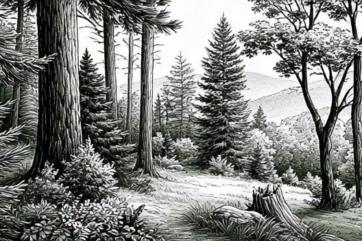 Misty Forest Landscape Print. poster detail