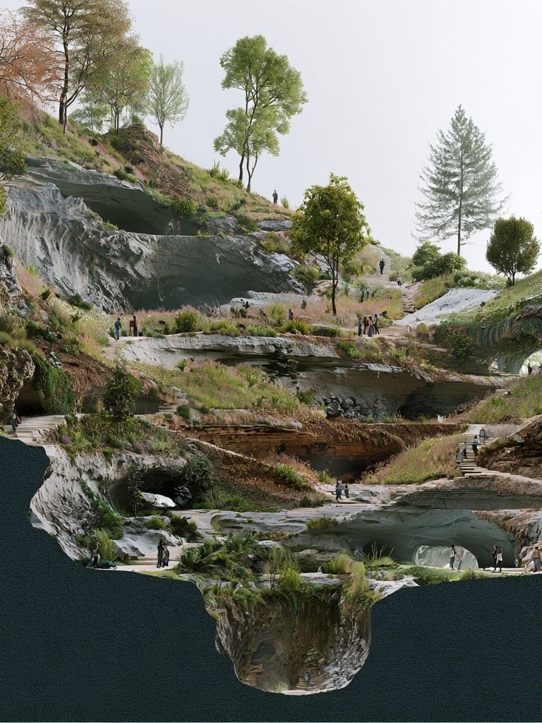 Floating Terraced Landscape Print. poster detail