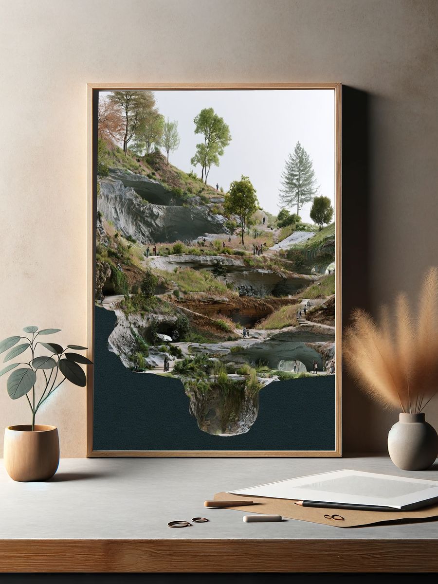 Floating Terraced Landscape Print. — room view 2