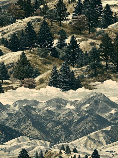 Mountain Forest Landscape Print.