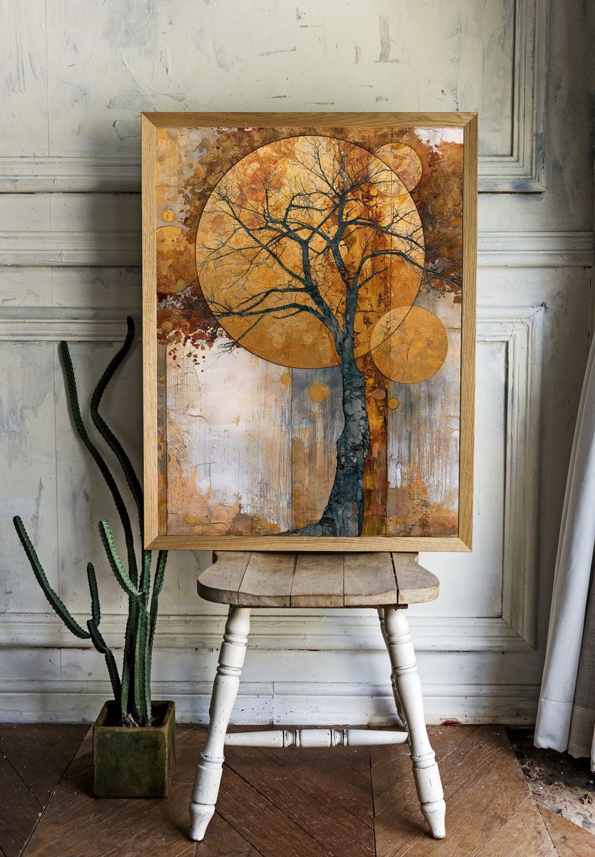 Autumn Tree Geometry Print. — room view 1
