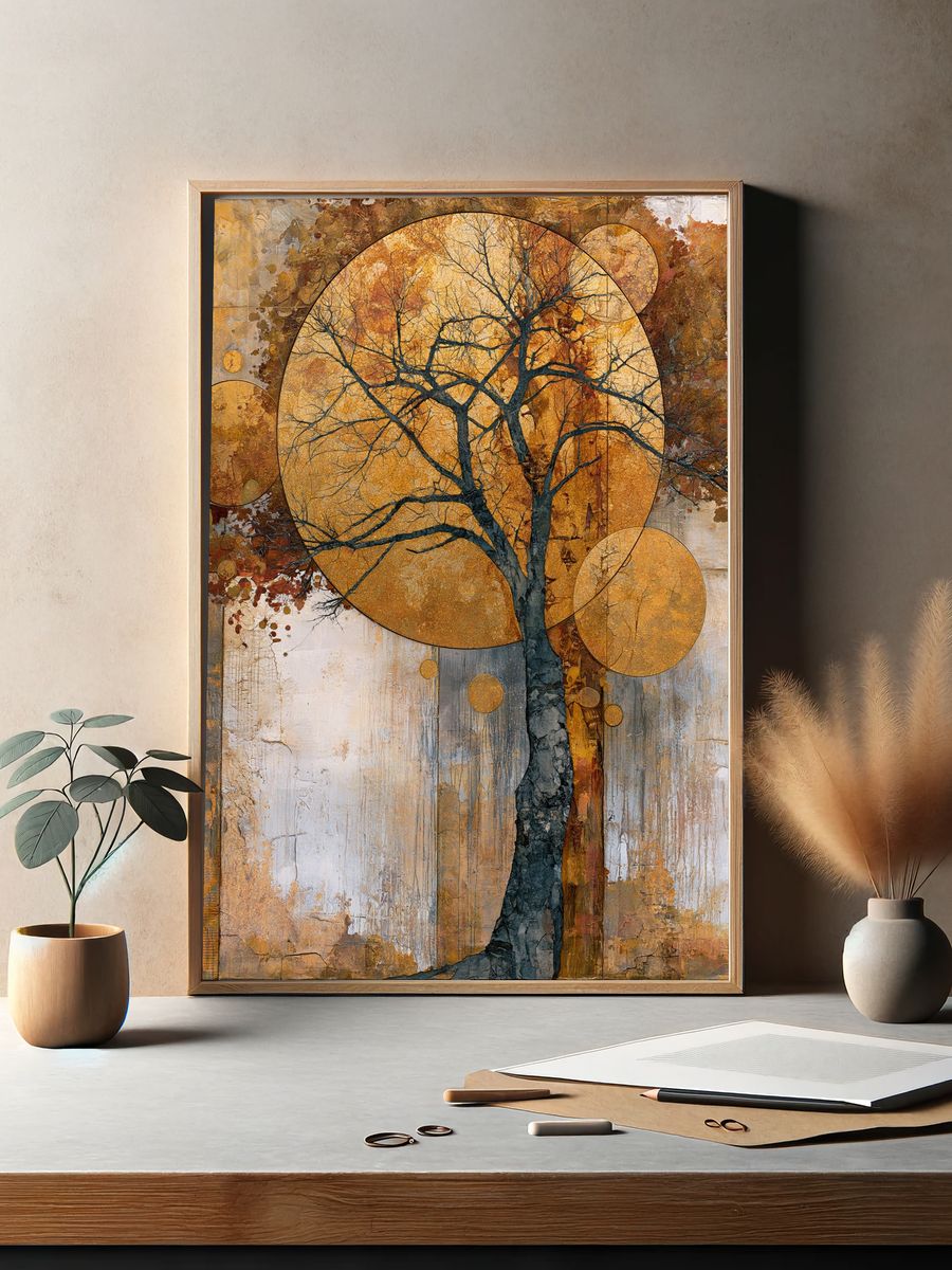 Autumn Tree Geometry Print. — room view 2