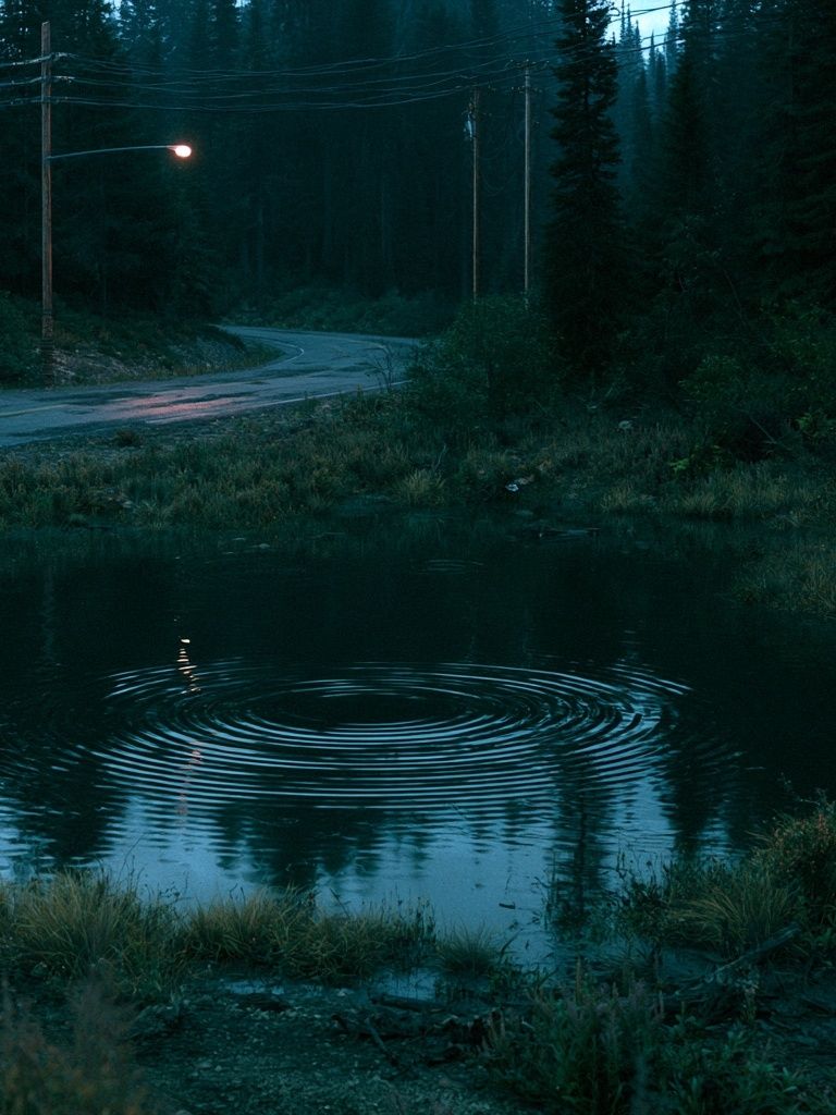 Misty Forest Road at Dusk Poster. poster detail