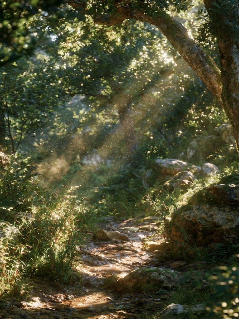 Sunlit Forest Path Poster. poster detail