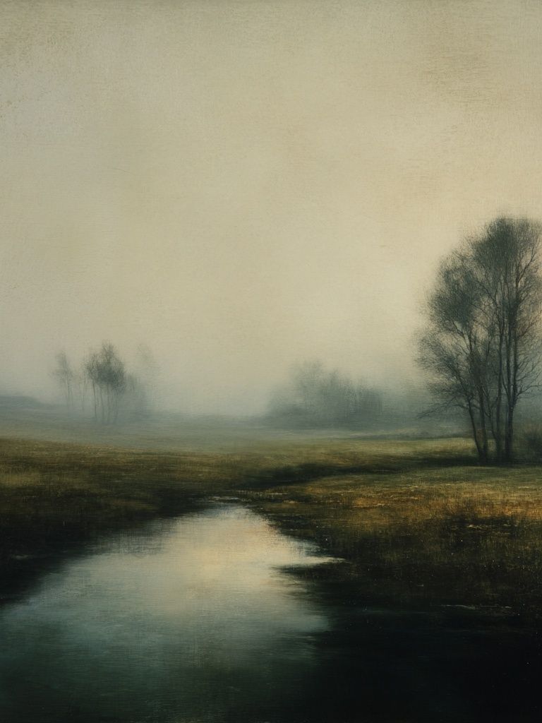 Misty River Landscape Print. poster — nature art